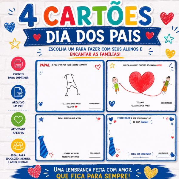 4 cartões especiais para o Dia dos Pais! 💙