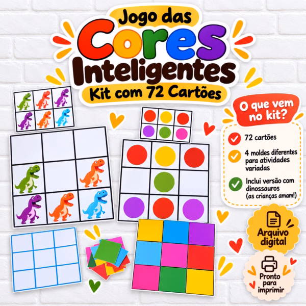 Jogo das Cores Inteligentes: Kit com 72 Cartões